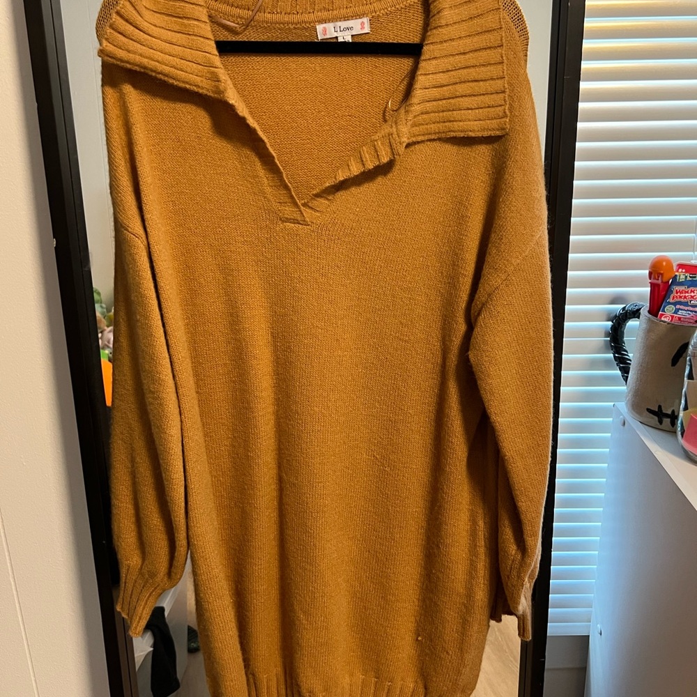Women's Mustard Sweater Dress